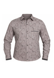 Camisa Sport Manga Larga Estampado Geométrico Gris