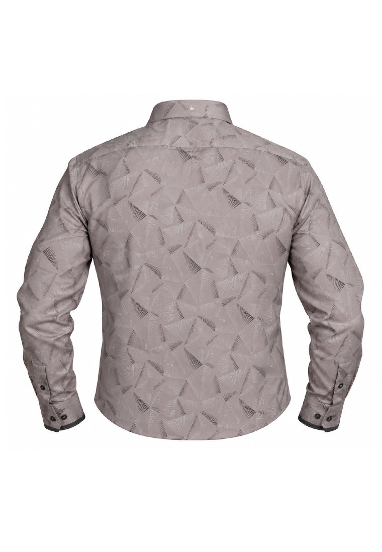 Camisa Sport Manga Larga Estampado Geométrico Gris