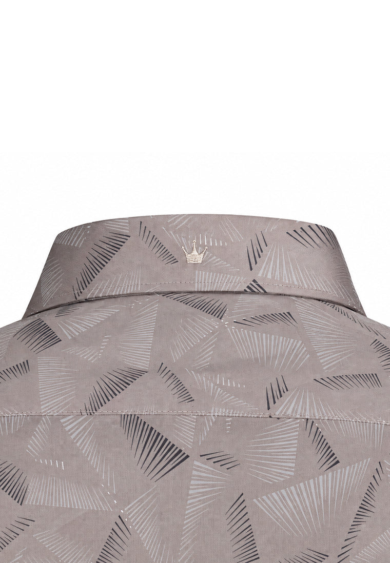 Camisa Sport Manga Larga Estampado Geométrico Gris