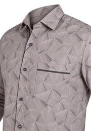 Camisa Sport Manga Larga Estampado Geométrico Gris