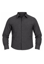 Camisa Sport Manga Larga Gris Jaspeado Doble Bolsillo