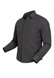 Camisa Sport Manga Larga Gris Jaspeado Doble Bolsillo