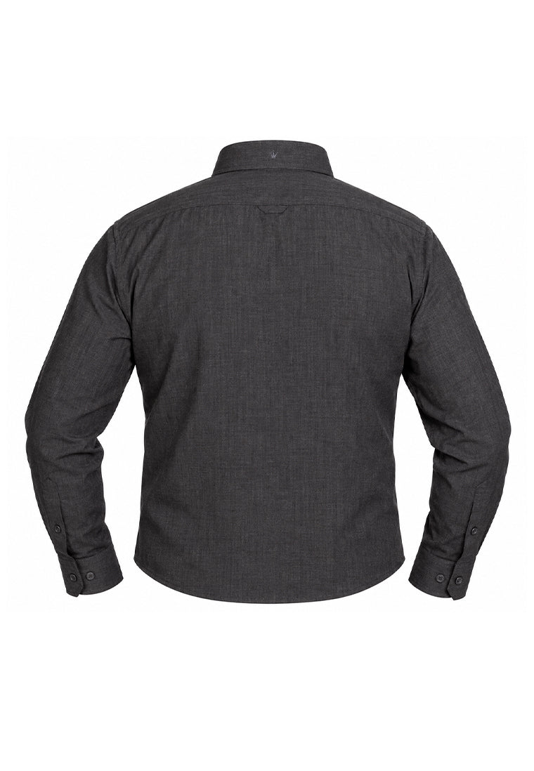 Camisa Sport Manga Larga Gris Jaspeado Doble Bolsillo
