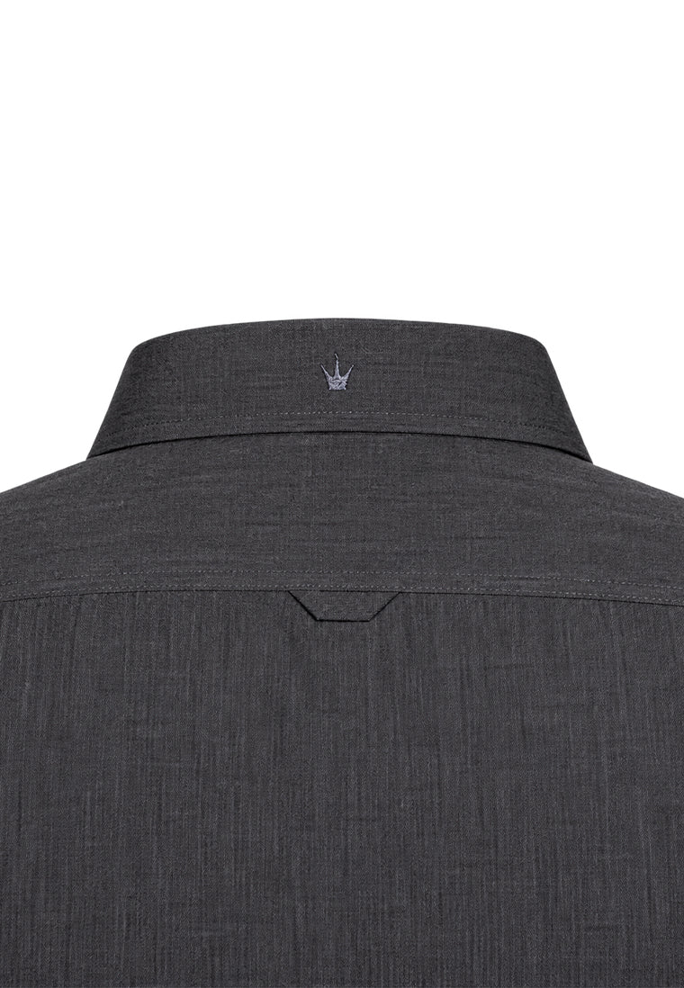 Camisa Sport Manga Larga Gris Jaspeado Doble Bolsillo