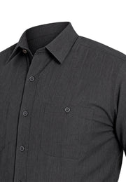 Camisa Sport Manga Larga Gris Jaspeado Doble Bolsillo