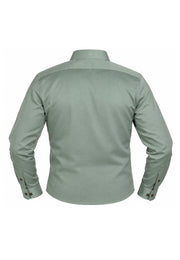 Camisa Sport Manga Larga Verde Suave con Contraste