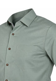 Camisa Sport Manga Larga Verde Suave con Contraste