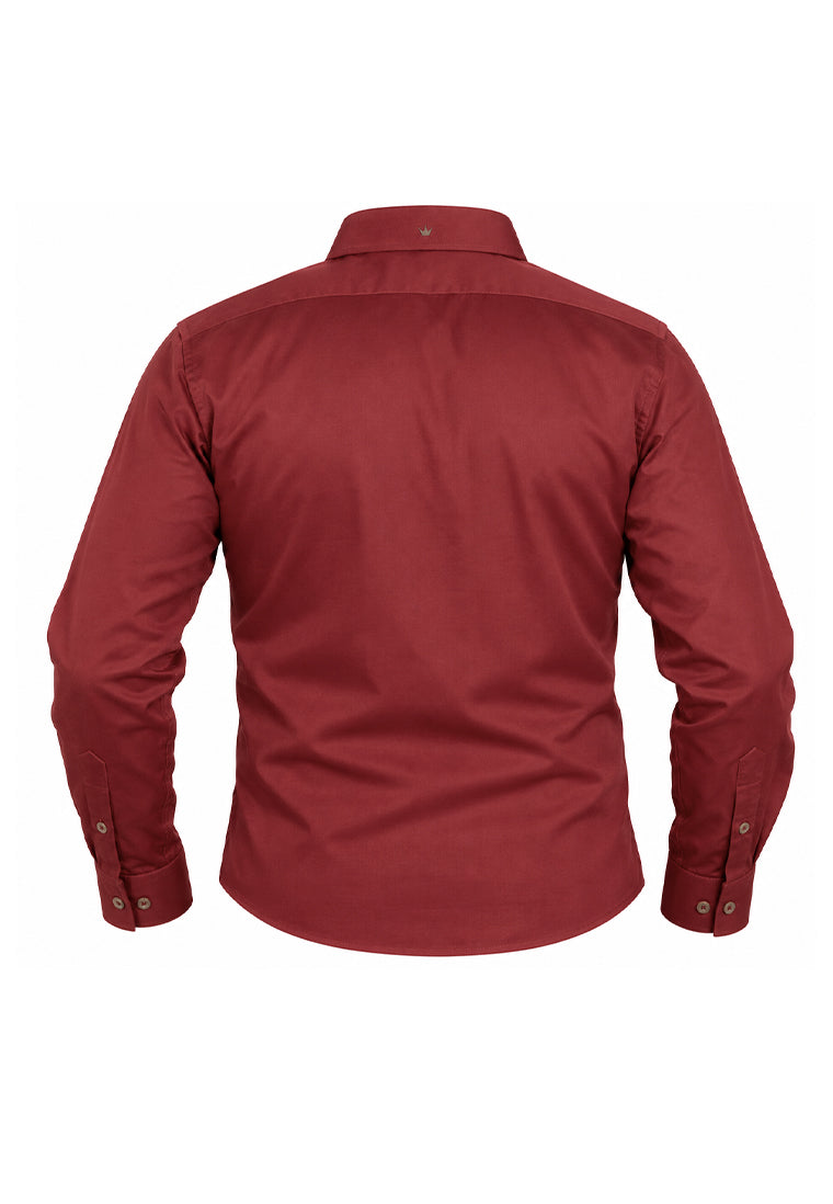 Camisa Sport Manga Larga Vinotinto con Bolsillo